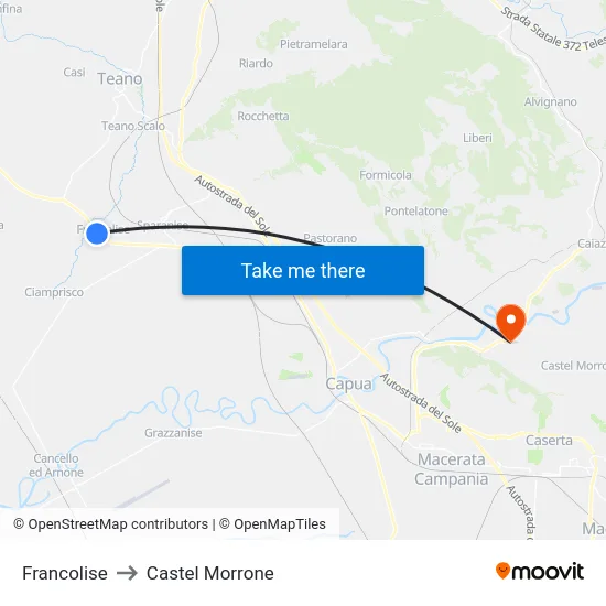 Francolise to Castel Morrone map