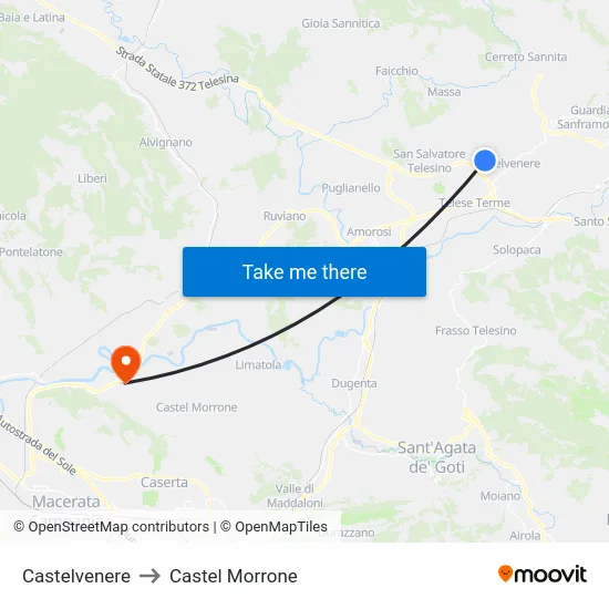 Castelvenere to Castel Morrone map