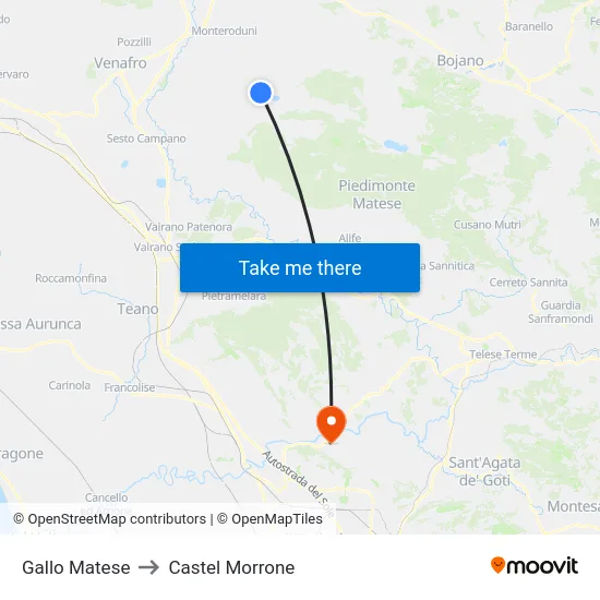 Gallo Matese to Castel Morrone map