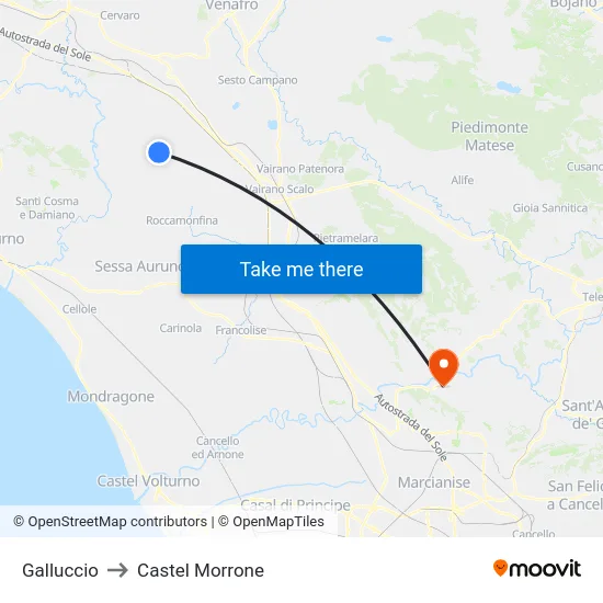 Galluccio to Castel Morrone map