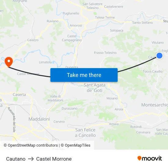 Cautano to Castel Morrone map