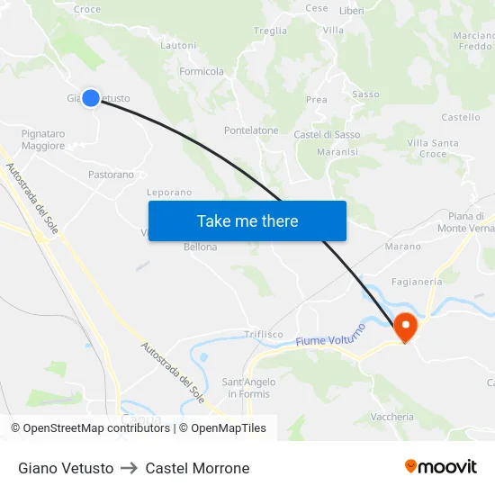 Giano Vetusto to Castel Morrone map