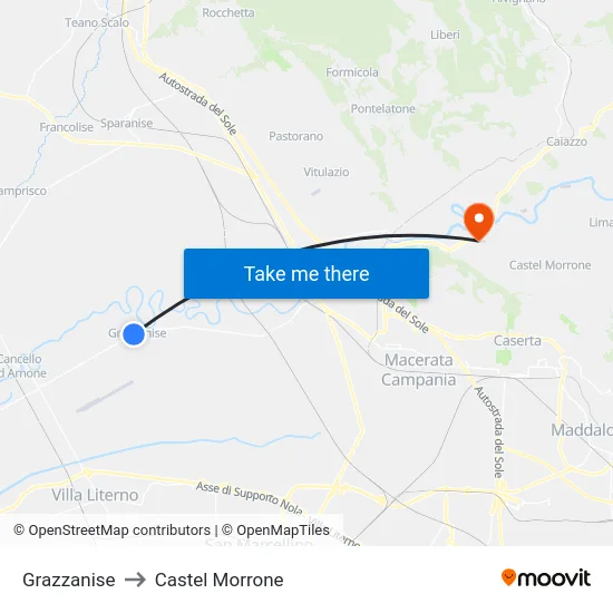 Grazzanise to Castel Morrone map