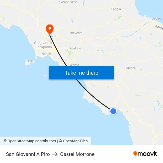 San Giovanni A Piro to Castel Morrone map