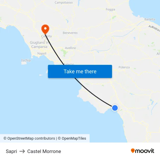 Sapri to Castel Morrone map
