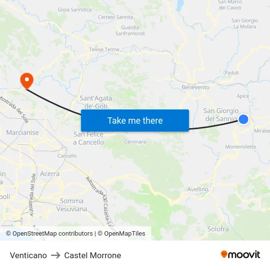 Venticano to Castel Morrone map
