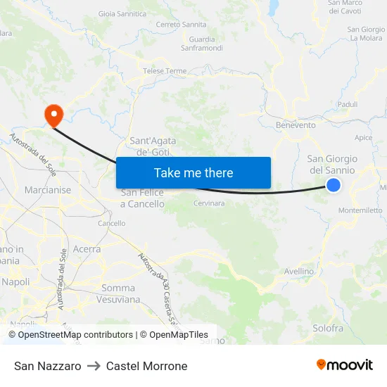 San Nazzaro to Castel Morrone map