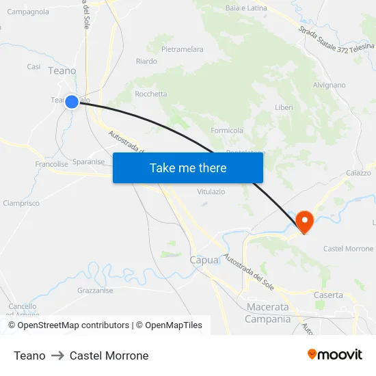 Teano to Castel Morrone map