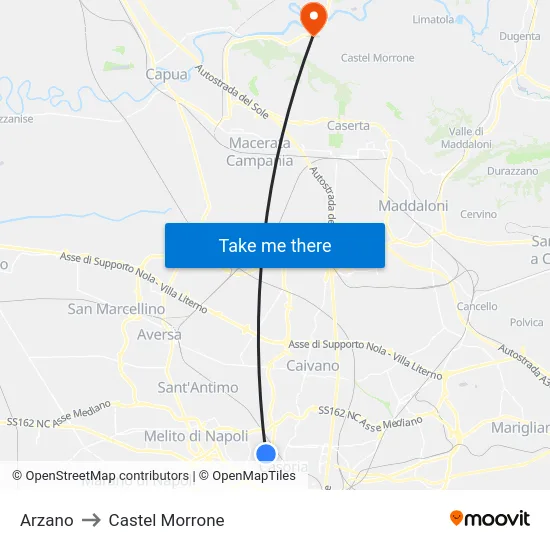 Arzano to Castel Morrone map
