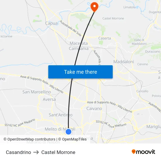 Casandrino to Castel Morrone map