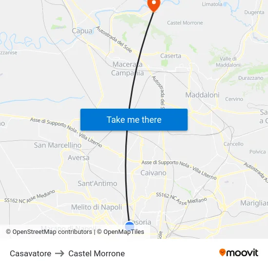 Casavatore to Castel Morrone map