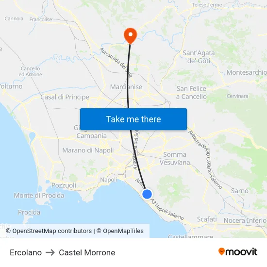 Ercolano to Castel Morrone map