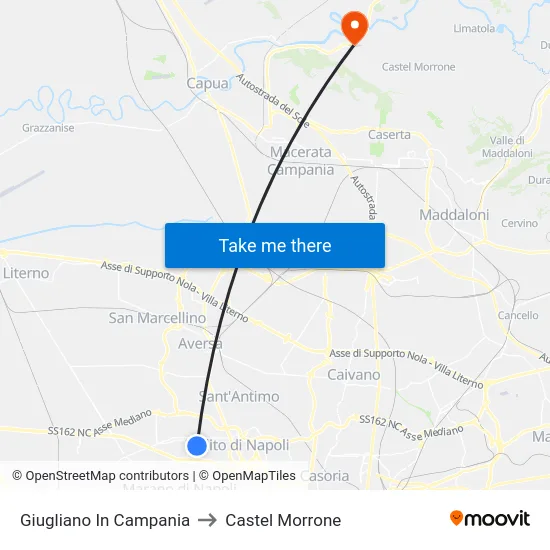Giugliano In Campania to Castel Morrone map