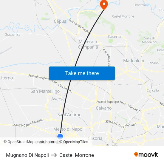 Mugnano Di Napoli to Castel Morrone map