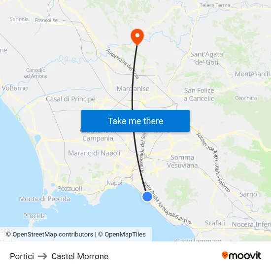 Portici to Castel Morrone map