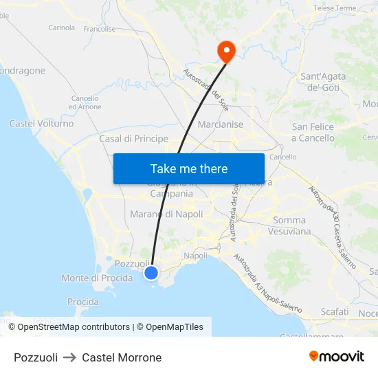 Pozzuoli to Castel Morrone map