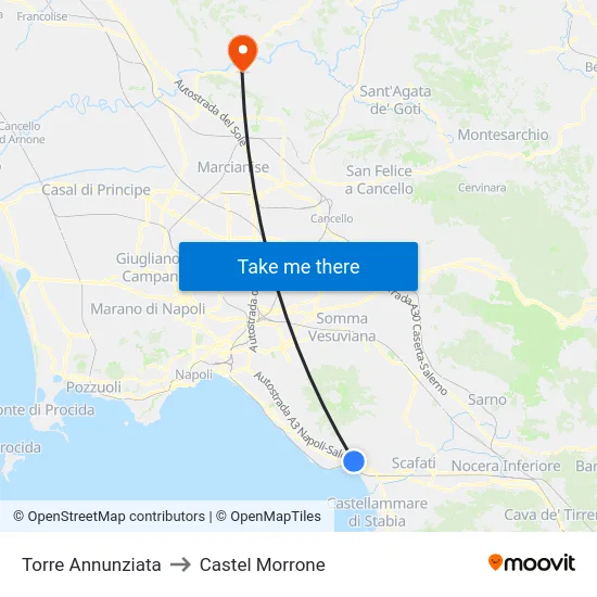 Torre Annunziata to Castel Morrone map