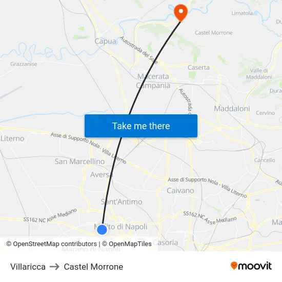 Villaricca to Castel Morrone map