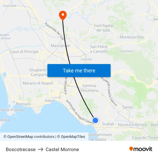 Boscotrecase to Castel Morrone map