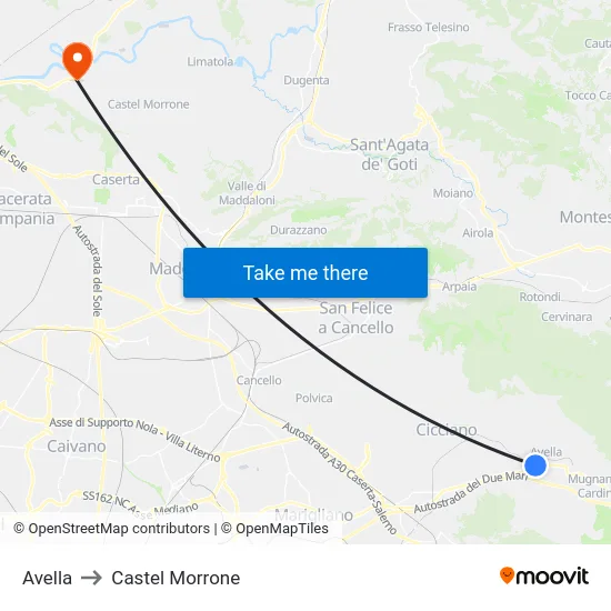 Avella to Castel Morrone map