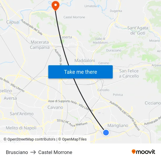 Brusciano to Castel Morrone map