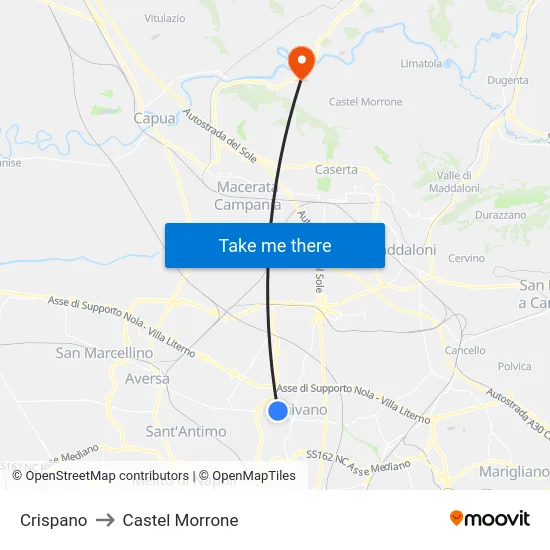 Crispano to Castel Morrone map