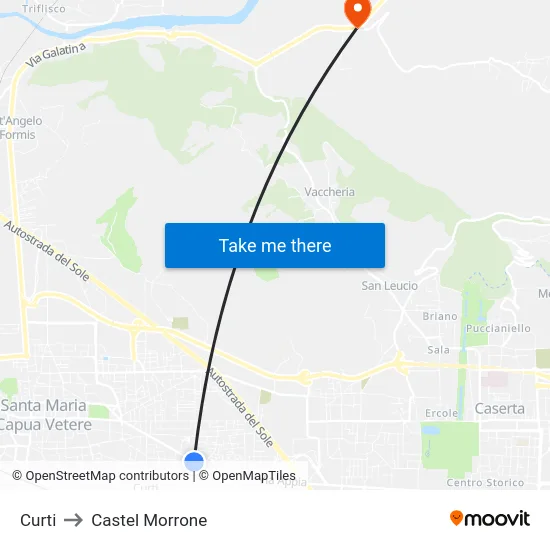 Curti to Castel Morrone map