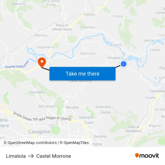 Limatola to Castel Morrone map