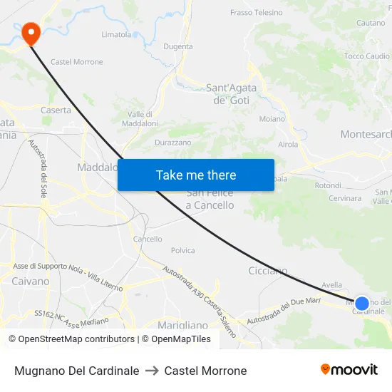 Mugnano Del Cardinale to Castel Morrone map