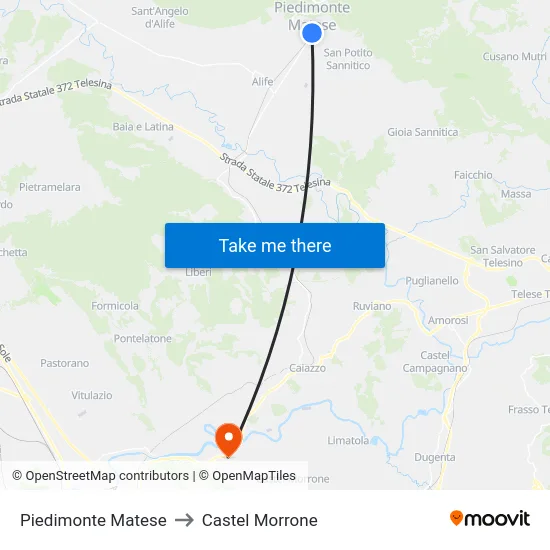 Piedimonte Matese to Castel Morrone map