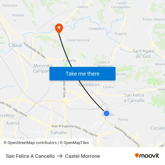 San Felice A Cancello to Castel Morrone map