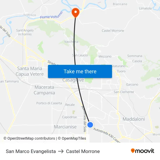 San Marco Evangelista to Castel Morrone map