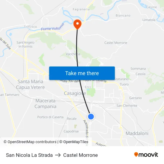 San Nicola La Strada to Castel Morrone map