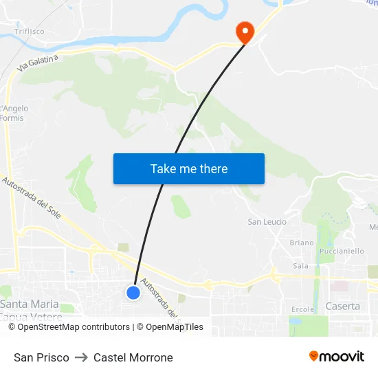San Prisco to Castel Morrone map
