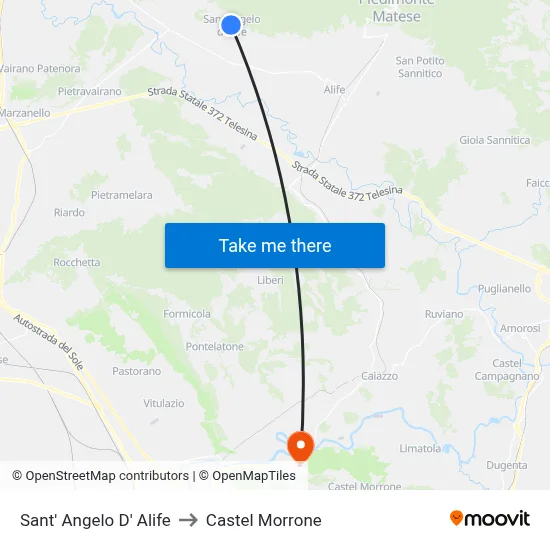 Sant' Angelo D' Alife to Castel Morrone map