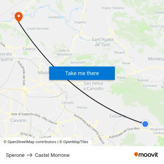 Sperone to Castel Morrone map