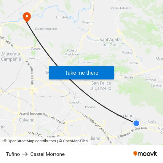 Tufino to Castel Morrone map