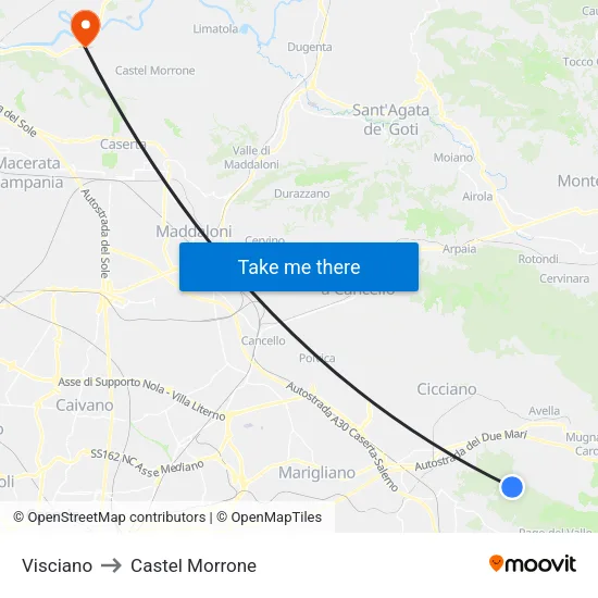 Visciano to Castel Morrone map
