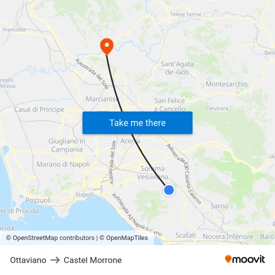 Ottaviano to Castel Morrone map