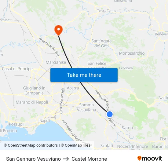 San Gennaro Vesuviano to Castel Morrone map