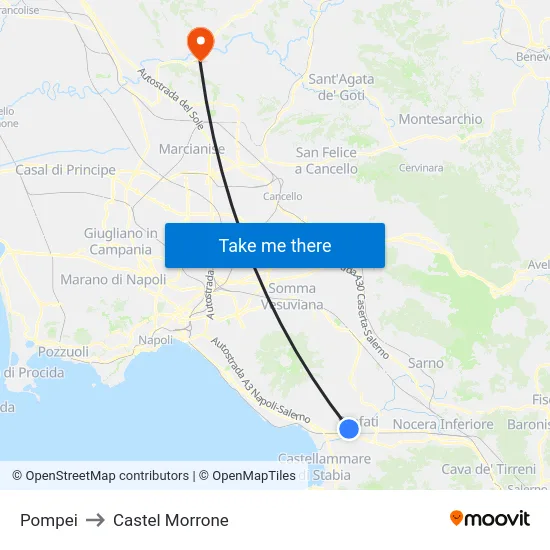 Pompei to Castel Morrone map