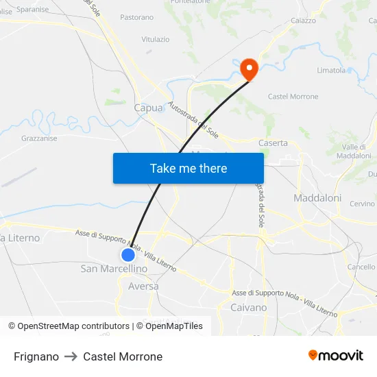 Frignano to Castel Morrone map