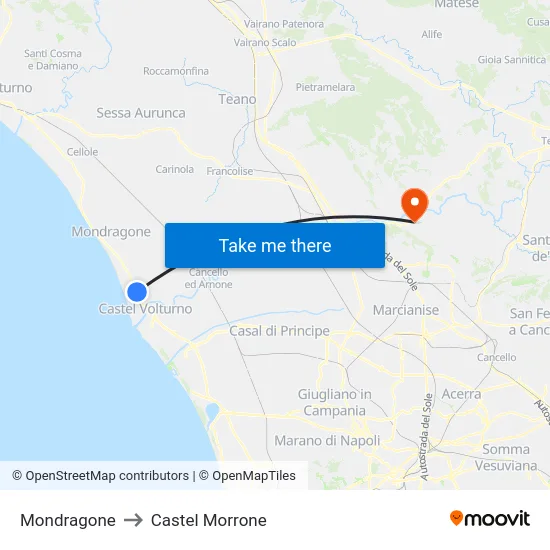 Mondragone to Castel Morrone map