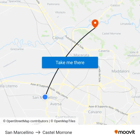 San Marcellino to Castel Morrone map