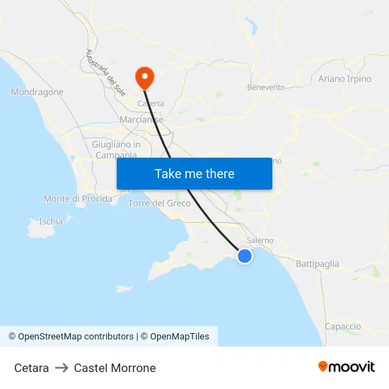 Cetara to Castel Morrone map