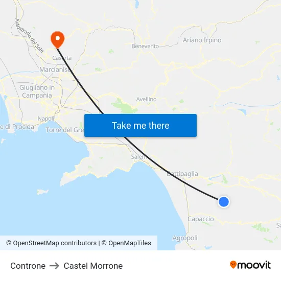 Controne to Castel Morrone map