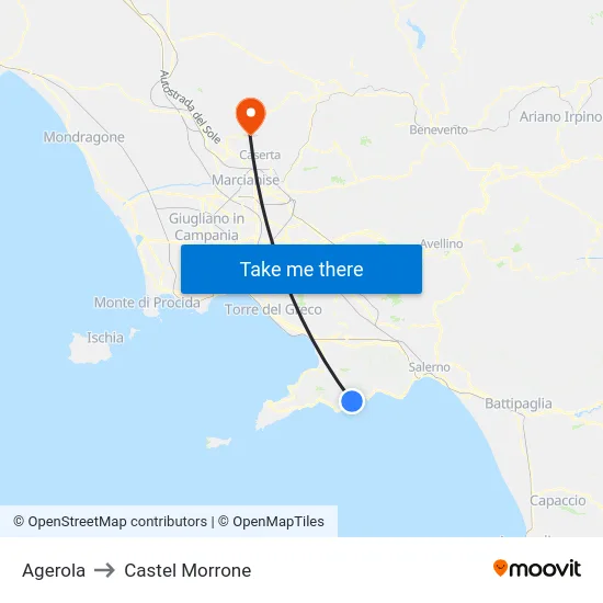 Agerola to Castel Morrone map