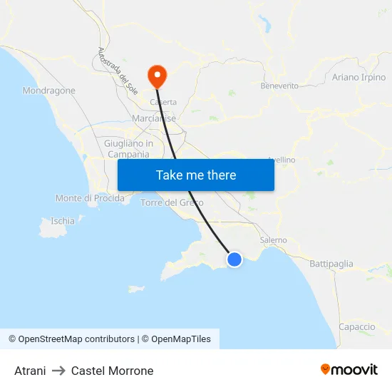 Atrani to Castel Morrone map