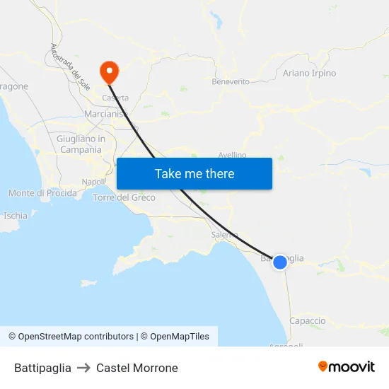 Battipaglia to Castel Morrone map