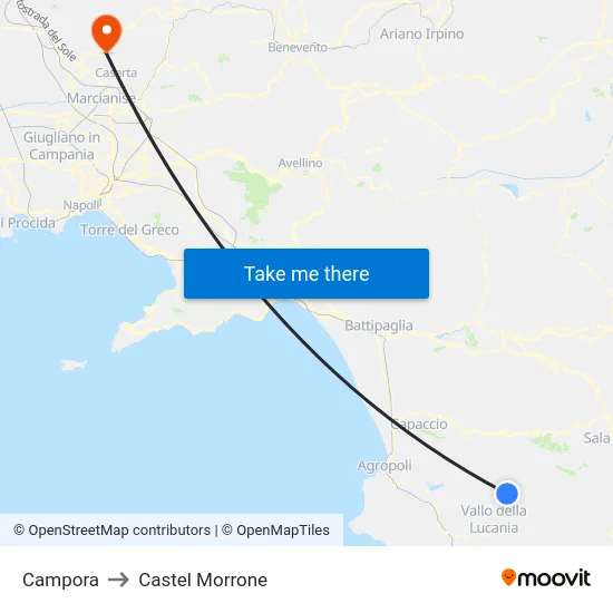 Campora to Castel Morrone map